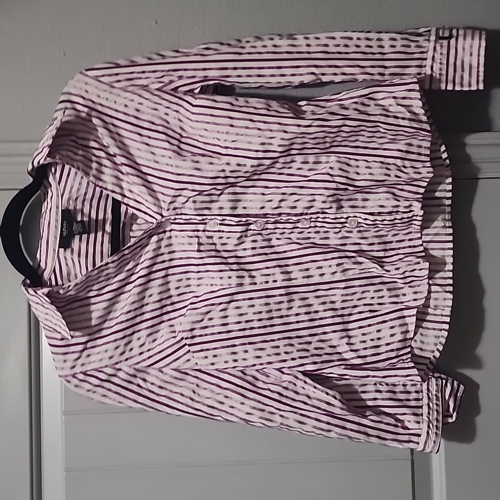 Alfani Petite Purple White Button UP Blouse, Women's 6P